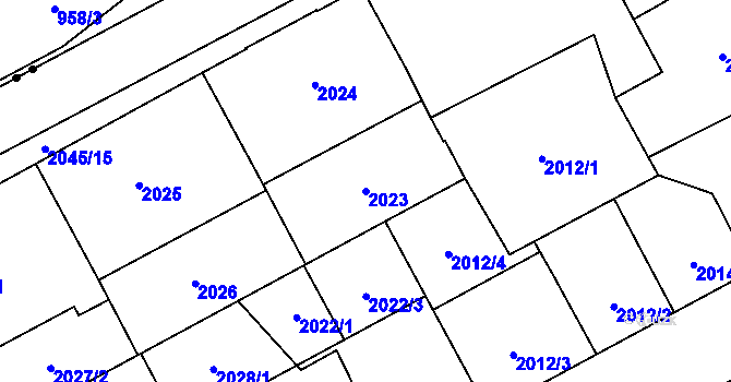 Parcela st. 2023 v KÚ Moravská Ostrava, Katastrální mapa