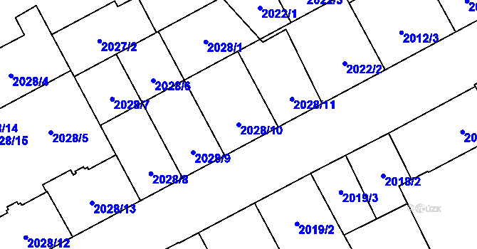 Parcela st. 2028/10 v KÚ Moravská Ostrava, Katastrální mapa