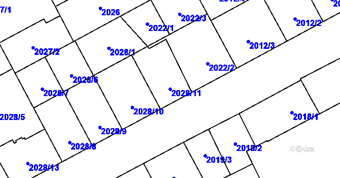 Parcela st. 2028/11 v KÚ Moravská Ostrava, Katastrální mapa