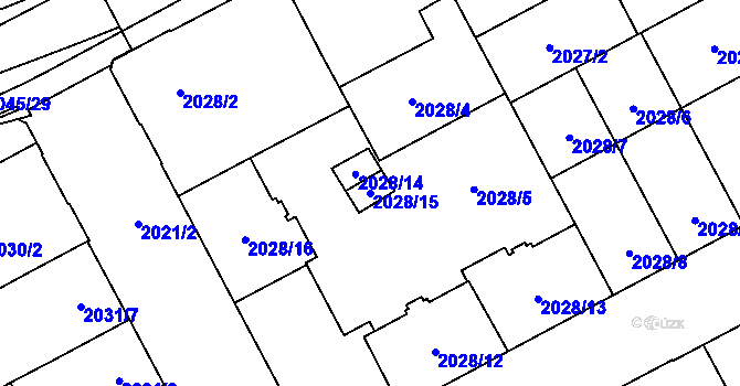 Parcela st. 2028/15 v KÚ Moravská Ostrava, Katastrální mapa