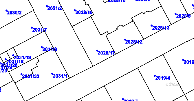 Parcela st. 2028/17 v KÚ Moravská Ostrava, Katastrální mapa