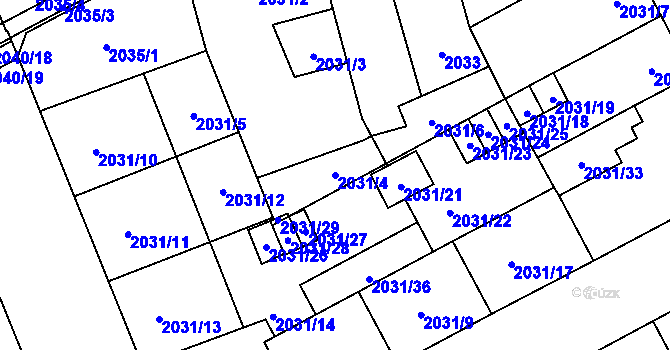 Parcela st. 2031/4 v KÚ Moravská Ostrava, Katastrální mapa