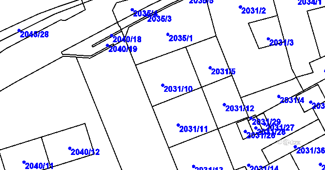 Parcela st. 2031/10 v KÚ Moravská Ostrava, Katastrální mapa