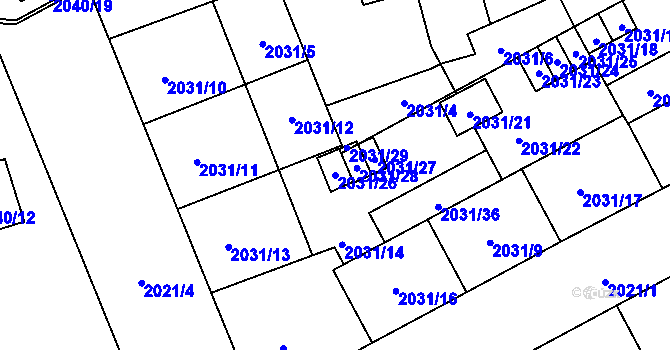 Parcela st. 2031/26 v KÚ Moravská Ostrava, Katastrální mapa