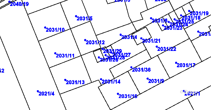 Parcela st. 2031/28 v KÚ Moravská Ostrava, Katastrální mapa