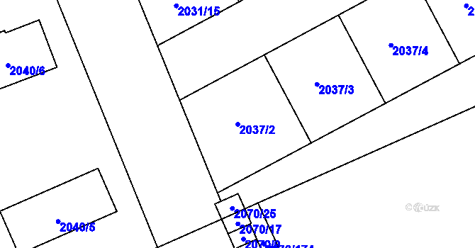 Parcela st. 2037/2 v KÚ Moravská Ostrava, Katastrální mapa