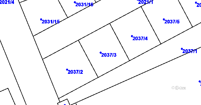 Parcela st. 2037/3 v KÚ Moravská Ostrava, Katastrální mapa