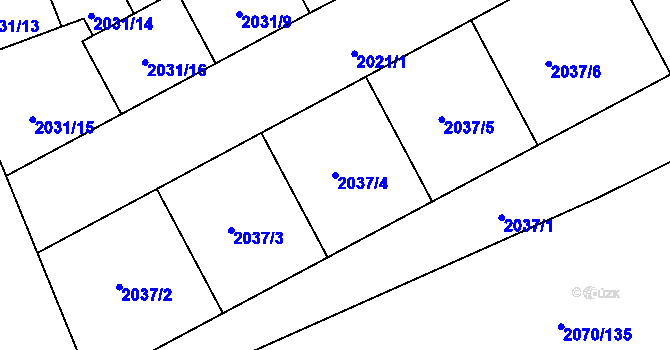 Parcela st. 2037/4 v KÚ Moravská Ostrava, Katastrální mapa