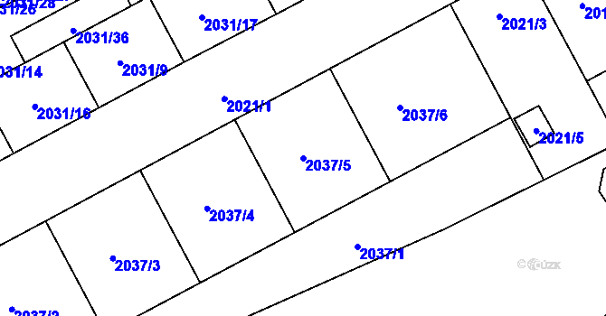 Parcela st. 2037/5 v KÚ Moravská Ostrava, Katastrální mapa