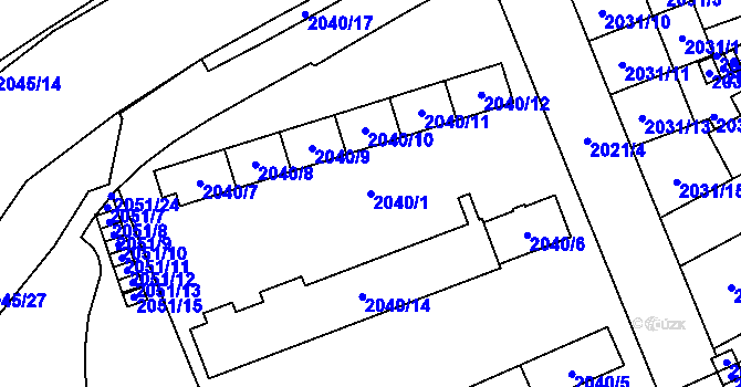 Parcela st. 2040/1 v KÚ Moravská Ostrava, Katastrální mapa