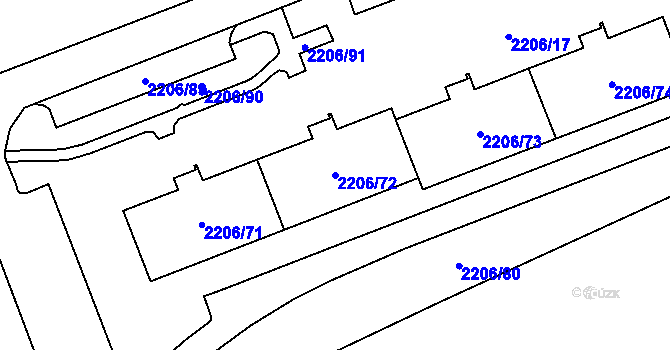Parcela st. 2206/72 v KÚ Moravská Ostrava, Katastrální mapa