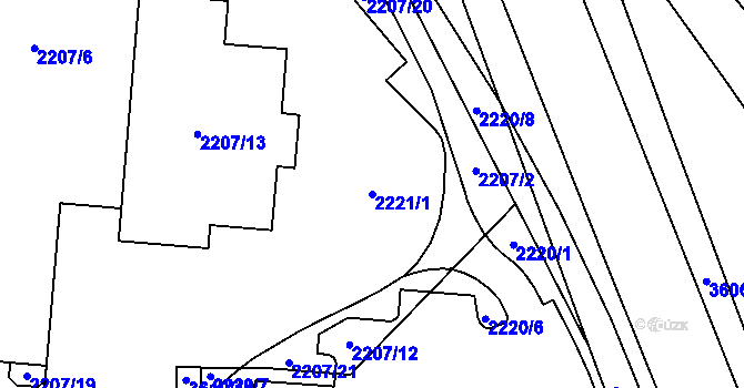 Parcela st. 2221/1 v KÚ Moravská Ostrava, Katastrální mapa