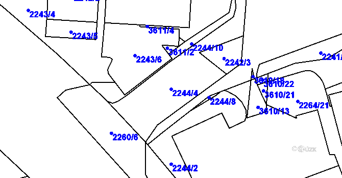Parcela st. 2244/4 v KÚ Moravská Ostrava, Katastrální mapa