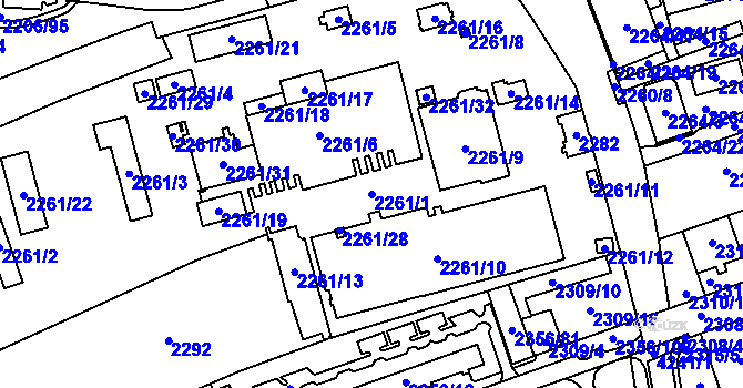 Parcela st. 2261/1 v KÚ Moravská Ostrava, Katastrální mapa