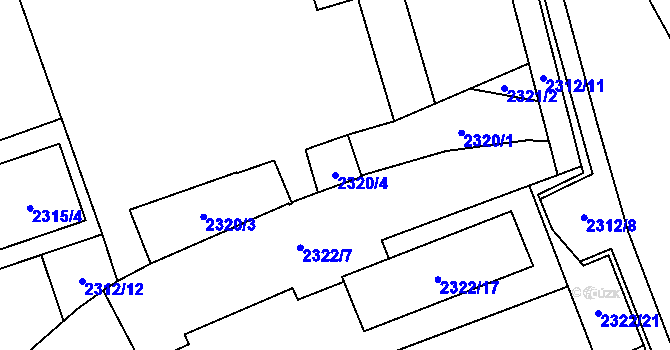 Parcela st. 2320/4 v KÚ Moravská Ostrava, Katastrální mapa