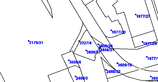 Parcela st. 2327/4 v KÚ Moravská Ostrava, Katastrální mapa