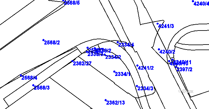 Parcela st. 2334/2 v KÚ Moravská Ostrava, Katastrální mapa