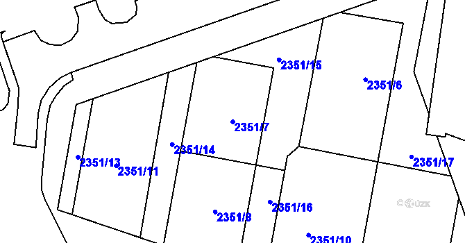Parcela st. 2351/7 v KÚ Moravská Ostrava, Katastrální mapa