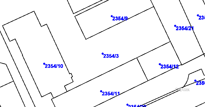 Parcela st. 2354/3 v KÚ Moravská Ostrava, Katastrální mapa