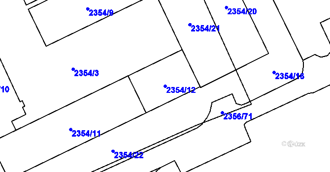 Parcela st. 2354/12 v KÚ Moravská Ostrava, Katastrální mapa