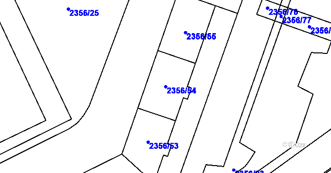 Parcela st. 2356/54 v KÚ Moravská Ostrava, Katastrální mapa