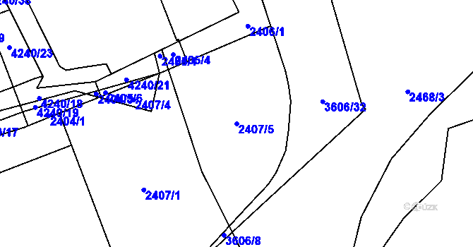 Parcela st. 2407/5 v KÚ Moravská Ostrava, Katastrální mapa