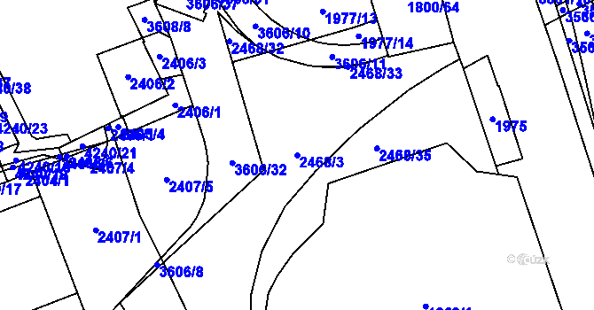 Parcela st. 2468/3 v KÚ Moravská Ostrava, Katastrální mapa