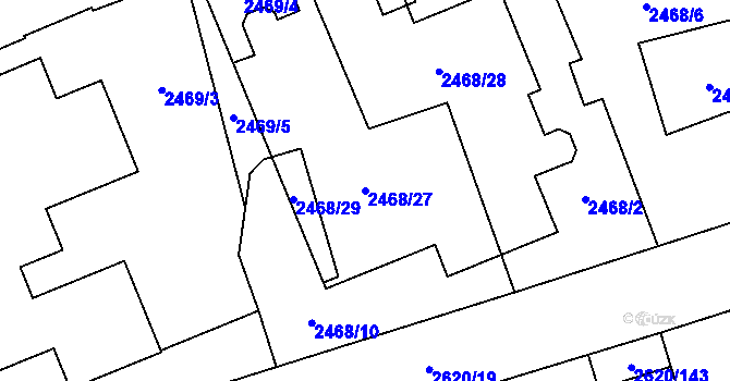 Parcela st. 2468/27 v KÚ Moravská Ostrava, Katastrální mapa
