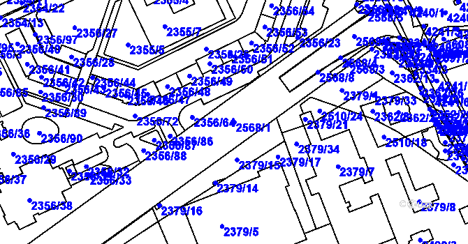 Parcela st. 2568/1 v KÚ Moravská Ostrava, Katastrální mapa