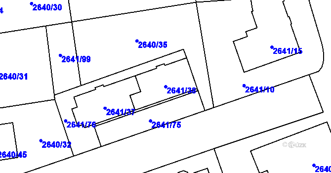 Parcela st. 2641/38 v KÚ Moravská Ostrava, Katastrální mapa