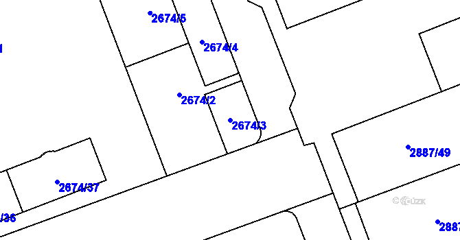Parcela st. 2674/3 v KÚ Moravská Ostrava, Katastrální mapa