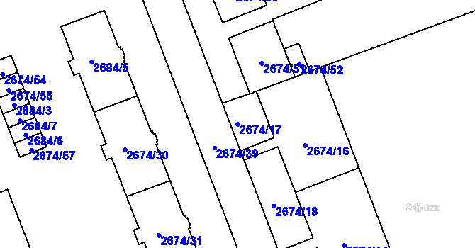 Parcela st. 2674/17 v KÚ Moravská Ostrava, Katastrální mapa