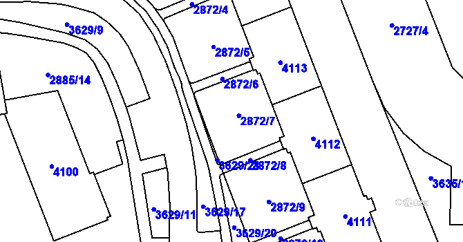 Parcela st. 2872 v KÚ Moravská Ostrava, Katastrální mapa
