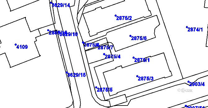 Parcela st. 2875/4 v KÚ Moravská Ostrava, Katastrální mapa