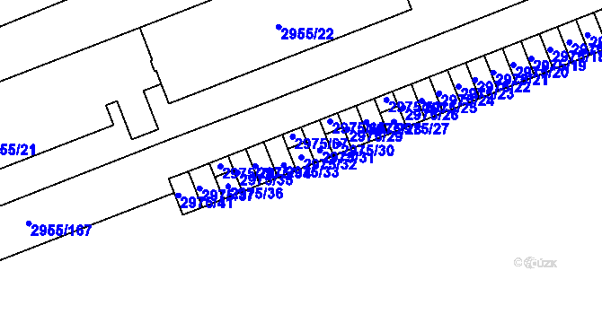 Parcela st. 2975/32 v KÚ Moravská Ostrava, Katastrální mapa