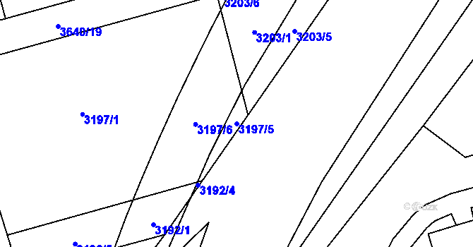 Parcela st. 3197/5 v KÚ Moravská Ostrava, Katastrální mapa