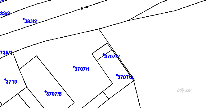 Parcela st. 3707/2 v KÚ Moravská Ostrava, Katastrální mapa