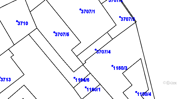 Parcela st. 3707/4 v KÚ Moravská Ostrava, Katastrální mapa