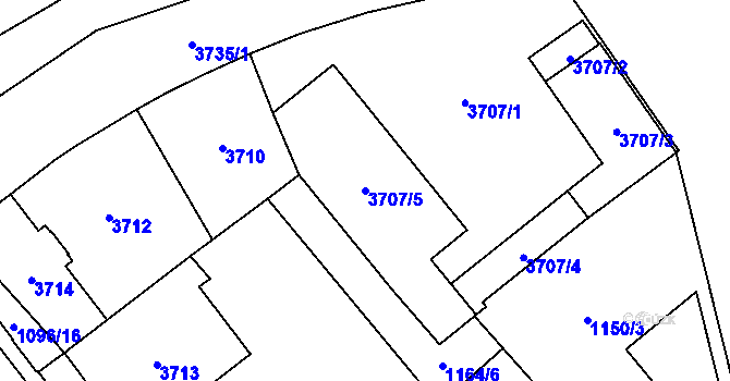 Parcela st. 3707/5 v KÚ Moravská Ostrava, Katastrální mapa