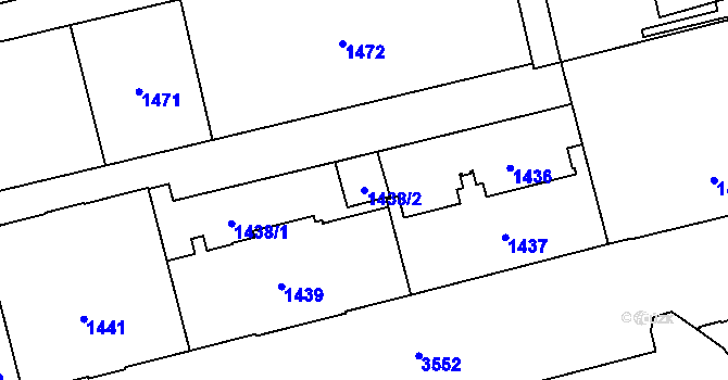 Parcela st. 1438/2 v KÚ Moravská Ostrava, Katastrální mapa