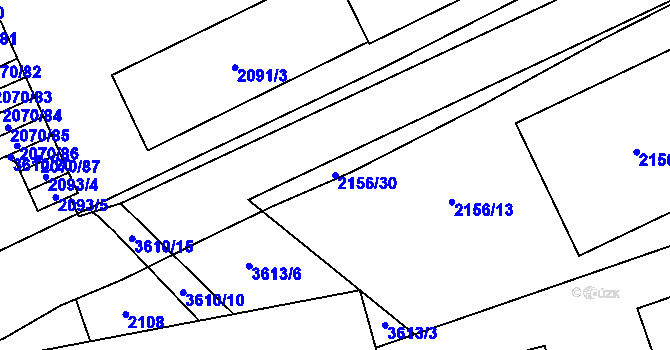 Parcela st. 2156/30 v KÚ Moravská Ostrava, Katastrální mapa