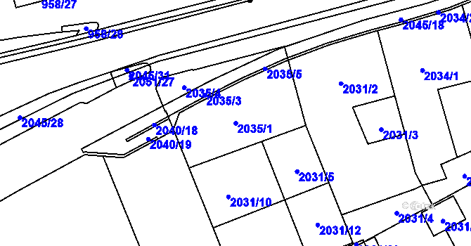 Parcela st. 2035/1 v KÚ Moravská Ostrava, Katastrální mapa