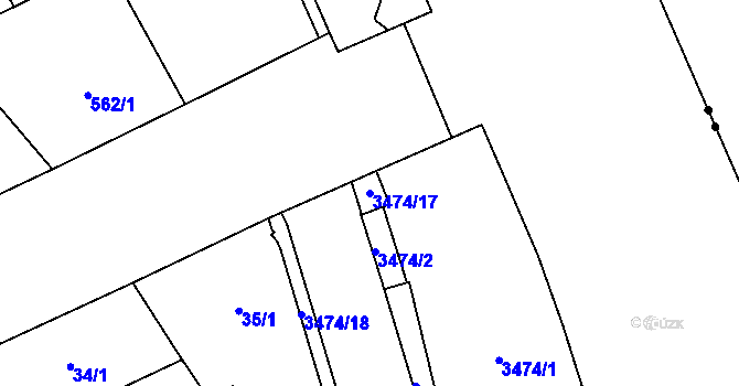 Parcela st. 3474/17 v KÚ Moravská Ostrava, Katastrální mapa