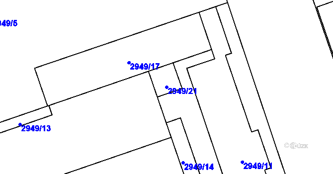 Parcela st. 2949/21 v KÚ Moravská Ostrava, Katastrální mapa