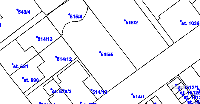 Parcela st. 515/5 v KÚ Přívoz, Katastrální mapa