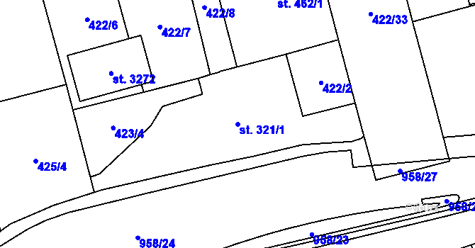 Parcela st. 321/1 v KÚ Přívoz, Katastrální mapa