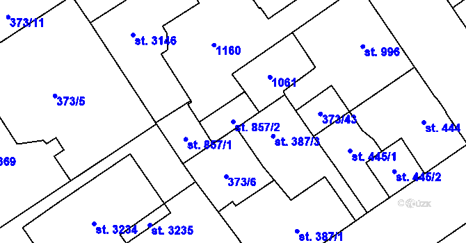 Parcela st. 857/2 v KÚ Přívoz, Katastrální mapa