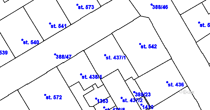 Parcela st. 437/1 v KÚ Přívoz, Katastrální mapa