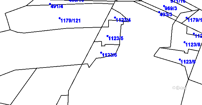 Parcela st. 1123/6 v KÚ Přívoz, Katastrální mapa