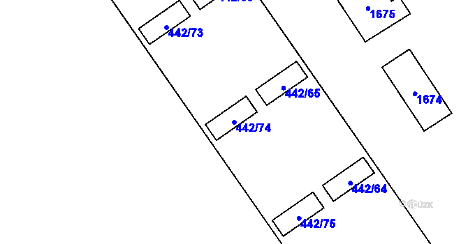 Parcela st. 442/74 v KÚ Přívoz, Katastrální mapa
